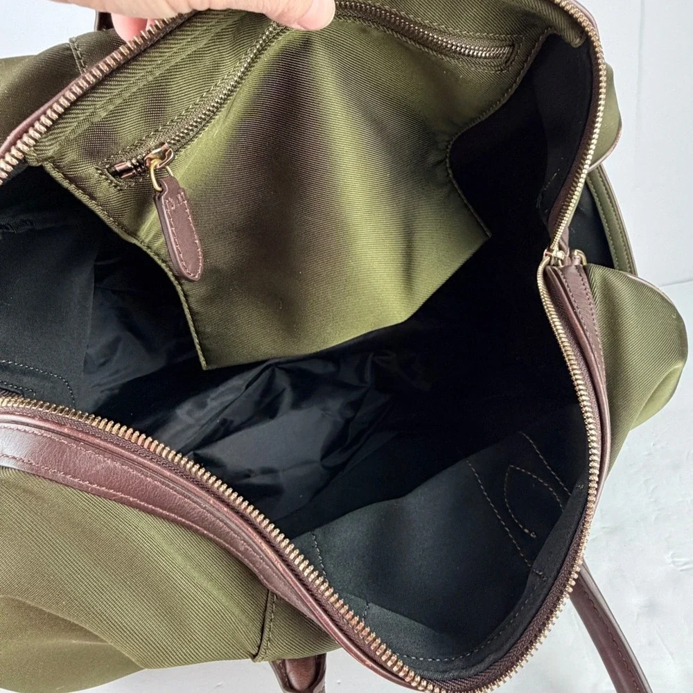 POLO GOLF CHARLESTON Canvas Leather Trim Duffle Bag Olive Green Travel Weekend